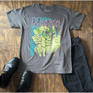 Misfits Pushead Skull Graphic Tee Large Gray Horror Punk Band Shirt